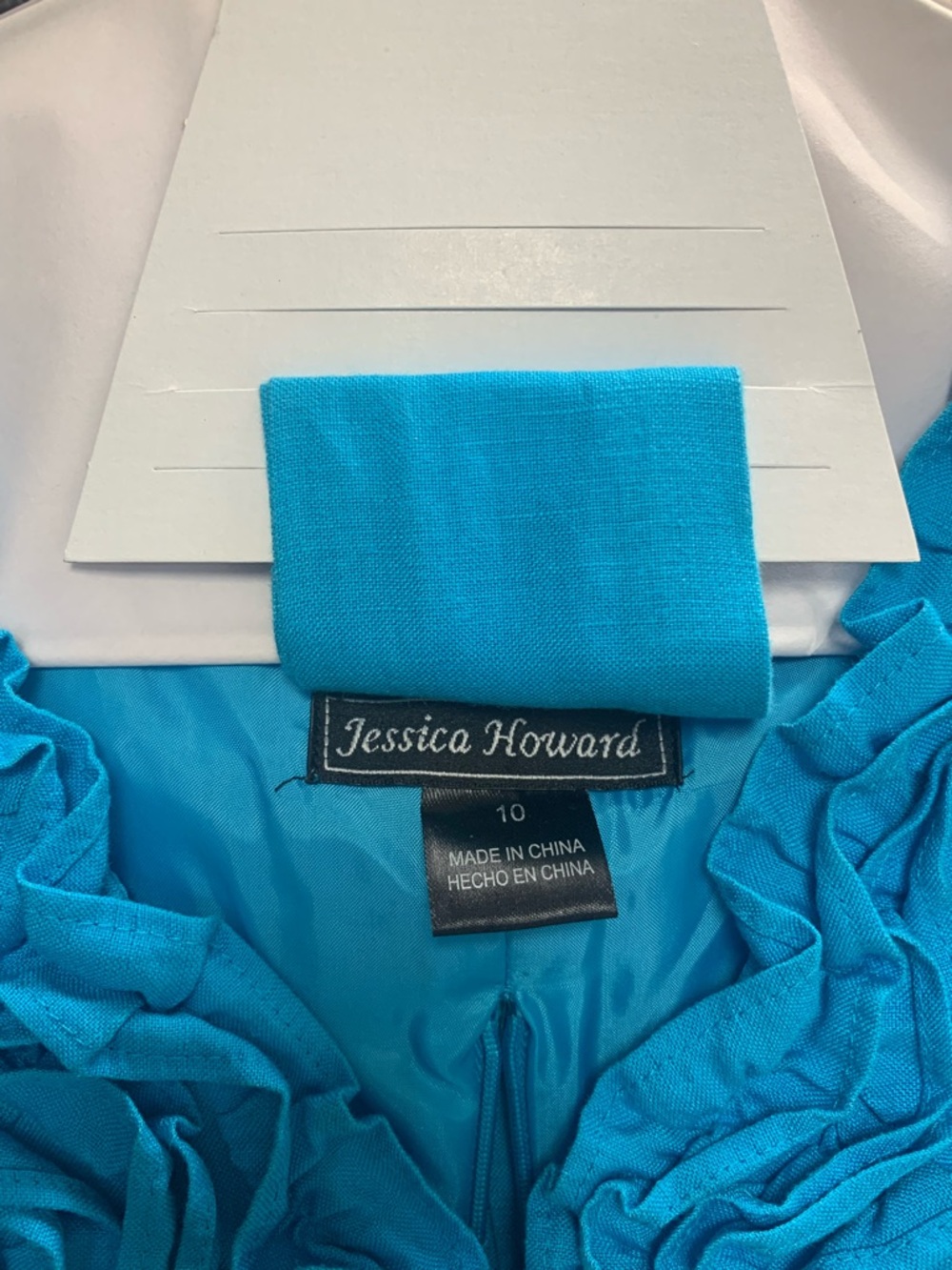 🌟Host Pick🌟Jessica Howard Vibrant Turquoise Sleeveless Ruffle V-Neck Midi Dress - Picture 10 of 10